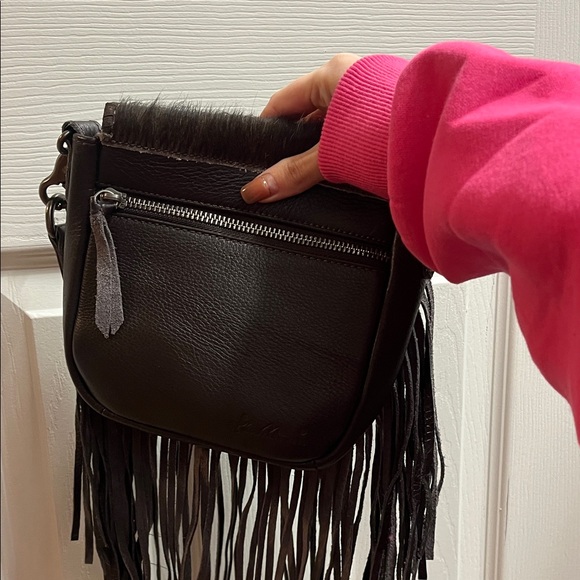 Montana west Fringed Brown Leather Crossbody Bag - Picture 4 of 4